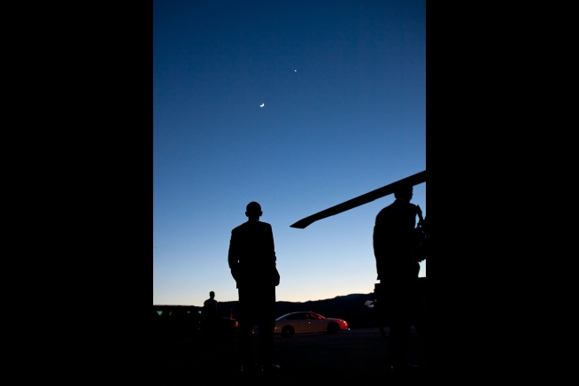 President Obama Catches View of Dazzling Venus and Moon